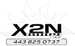 Logo for X2N Landscape & Design with phone number 443.825.0737.