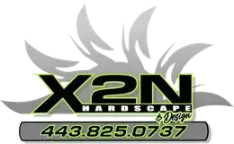 Logo for X2N Hardscape & Design, featuring a stylized 