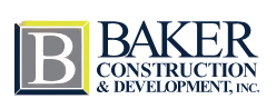 The logo for baker construction and development inc.