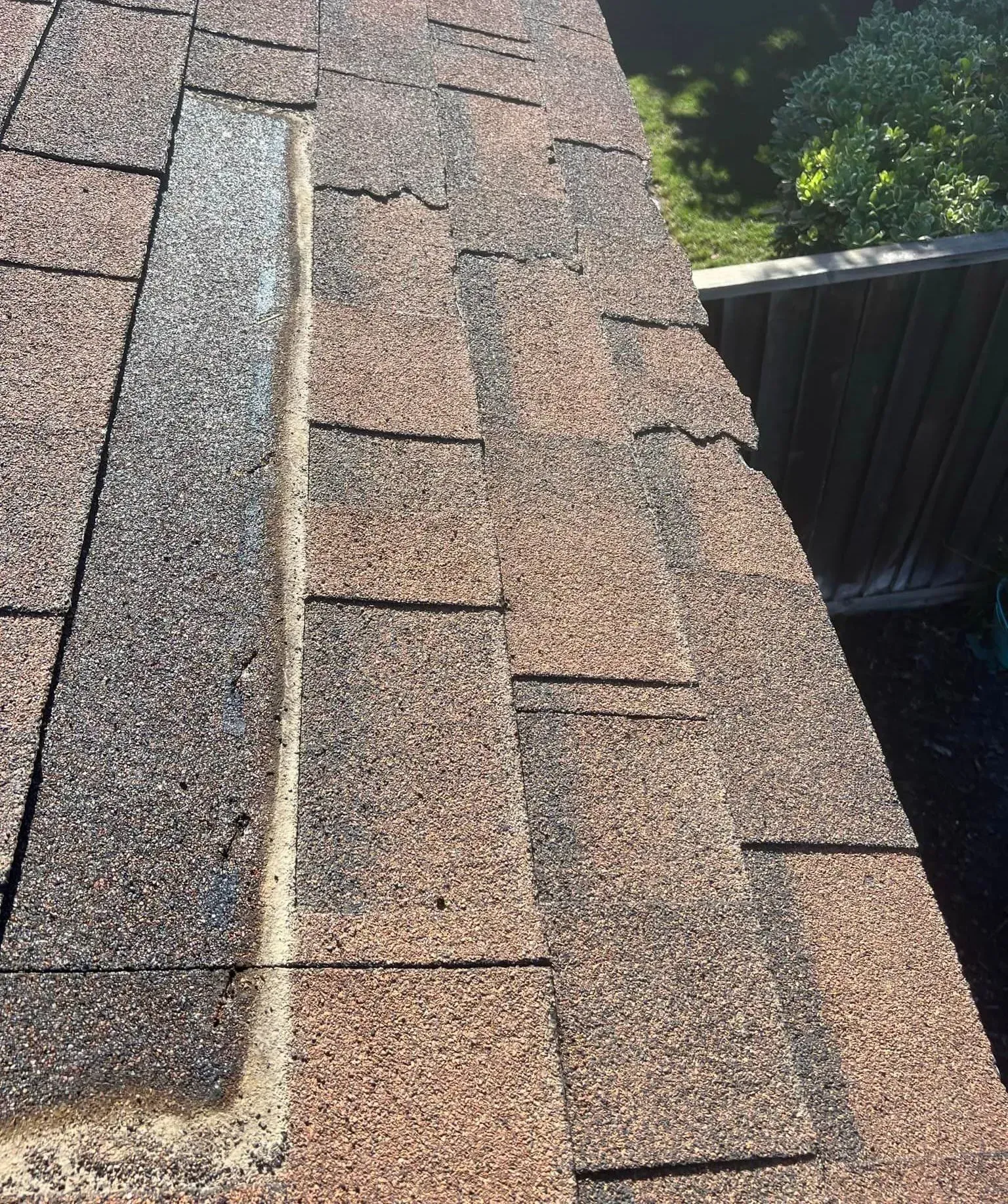 A close up of a roof with a hole in it.