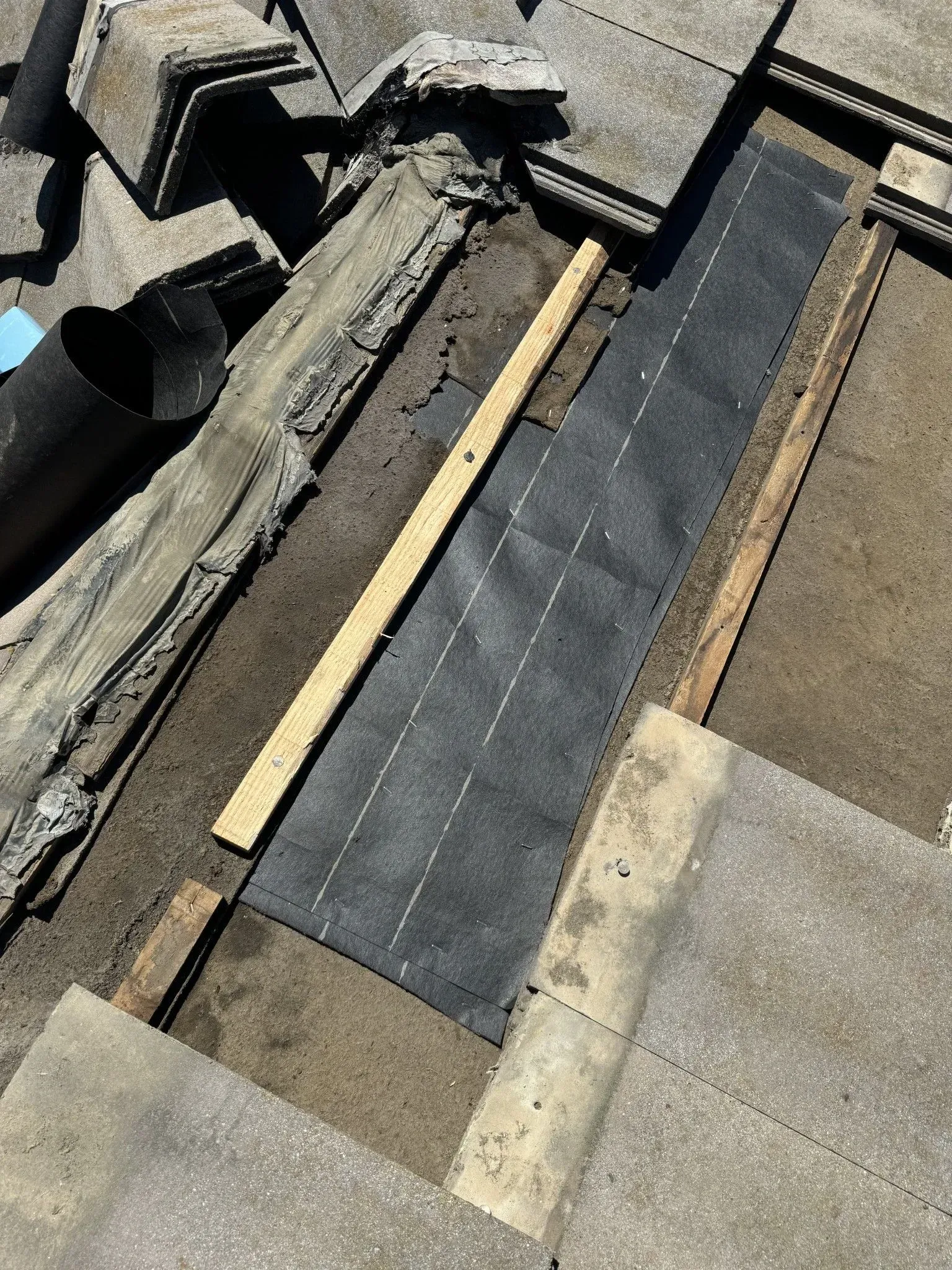 A piece of wood is laying on top of a concrete surface.