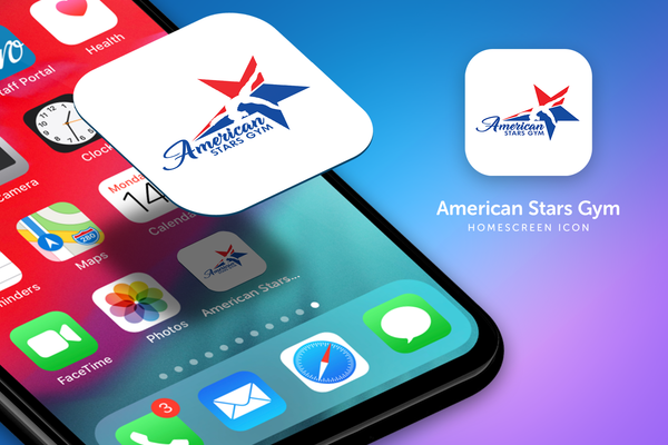 A phone with the american stars gym app on it