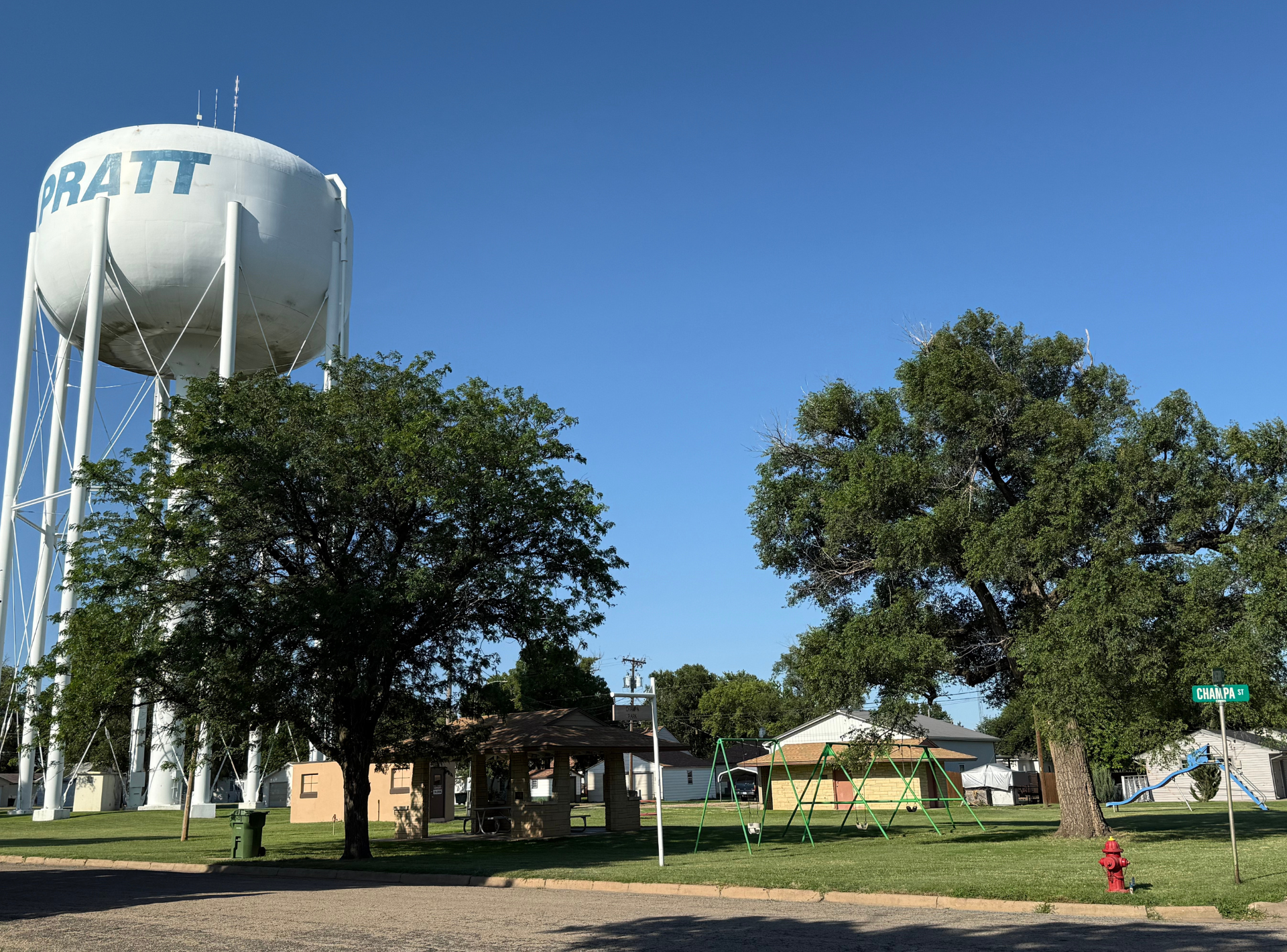 A water tower with the word batt on it