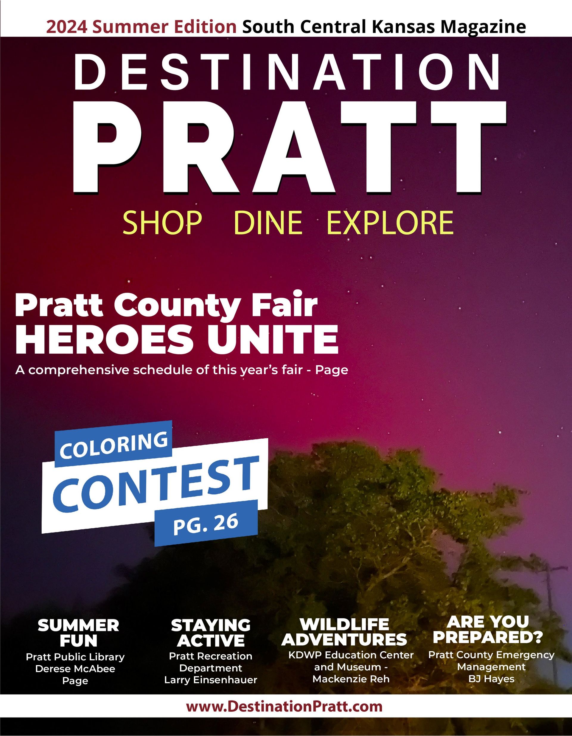 The cover of a magazine titled destination pratt shop dine explore