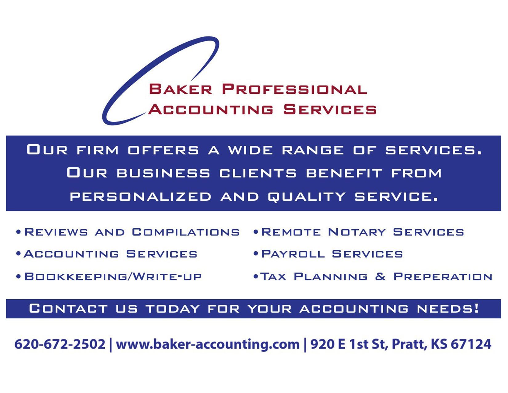 Baker professional accounting services offers a wide range of services