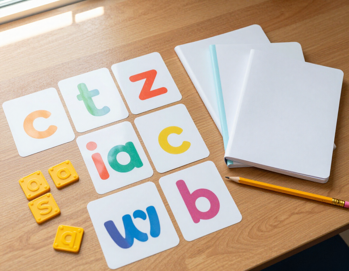 Literacy materials arranged for a tutoring session