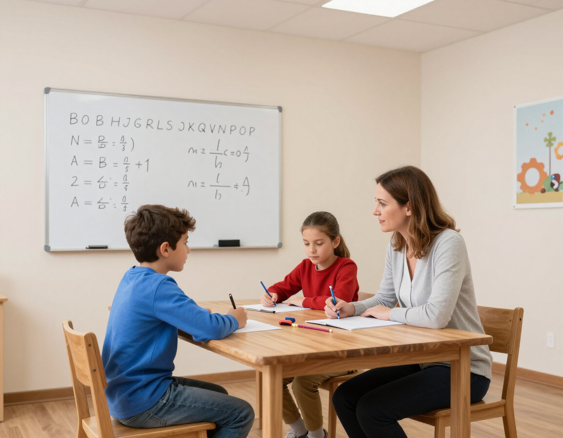 Small group tutoring around a table