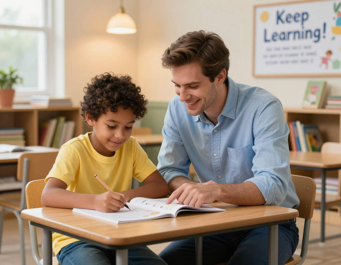 Tutor helping a young student with personalized learning