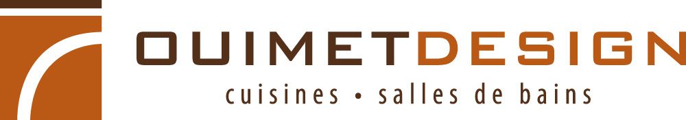 Un logo marron et blanc pour quimetdesign cuisines salles de bains