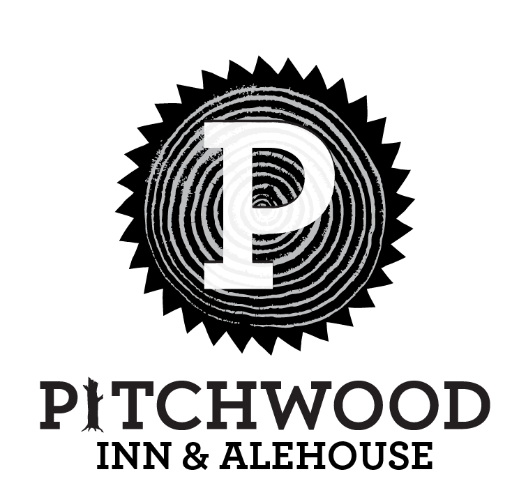 A black and white logo for pitchwood inn and alehouse