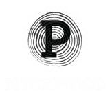 The letter p is surrounded by a spiral on a white background.