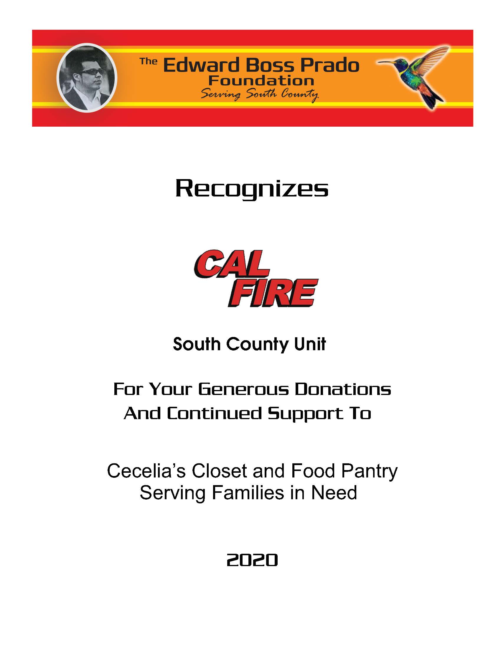 Cal Fire SCU recognition