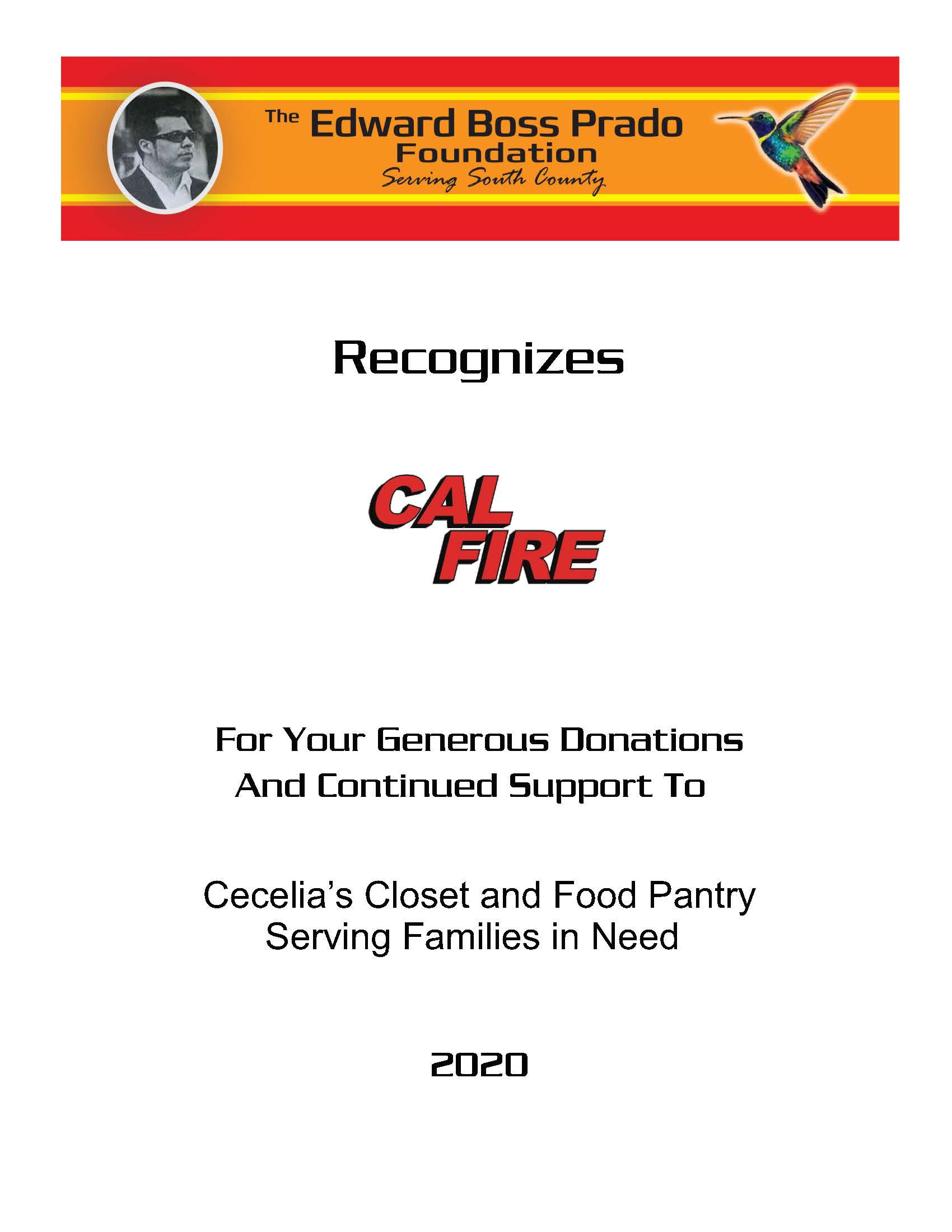 Cal Fire recognition