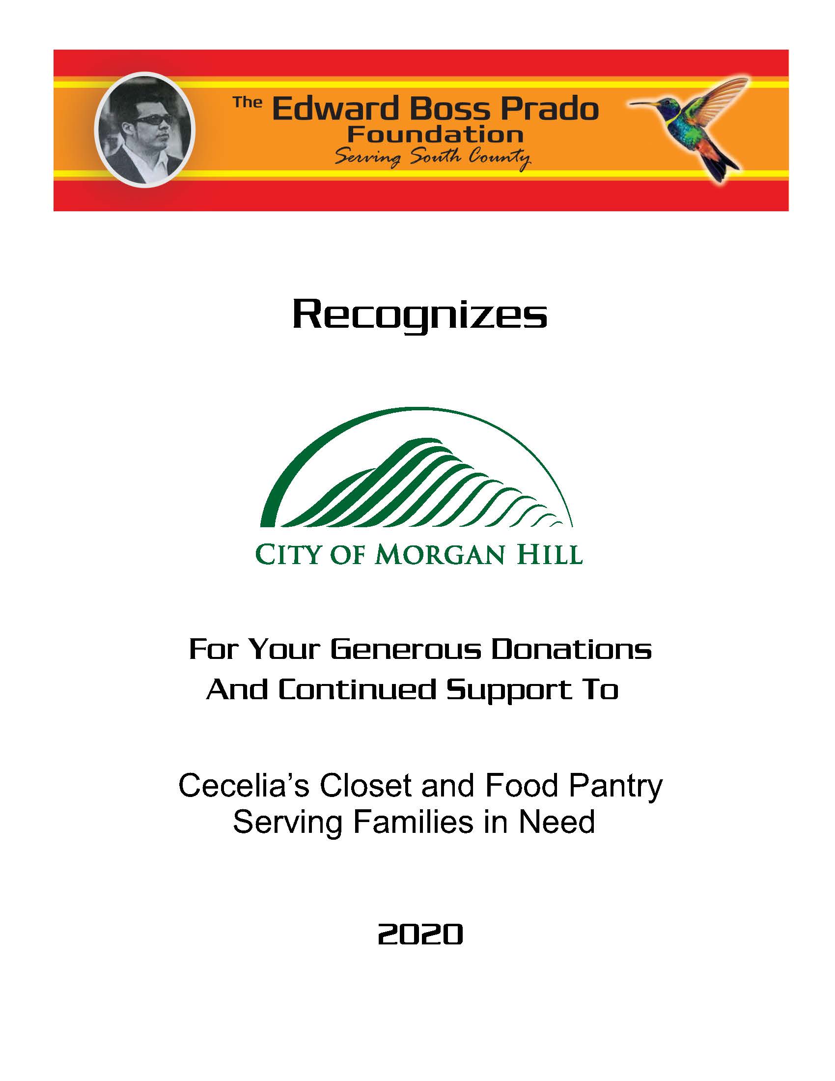 City of Morgan Hill recognition