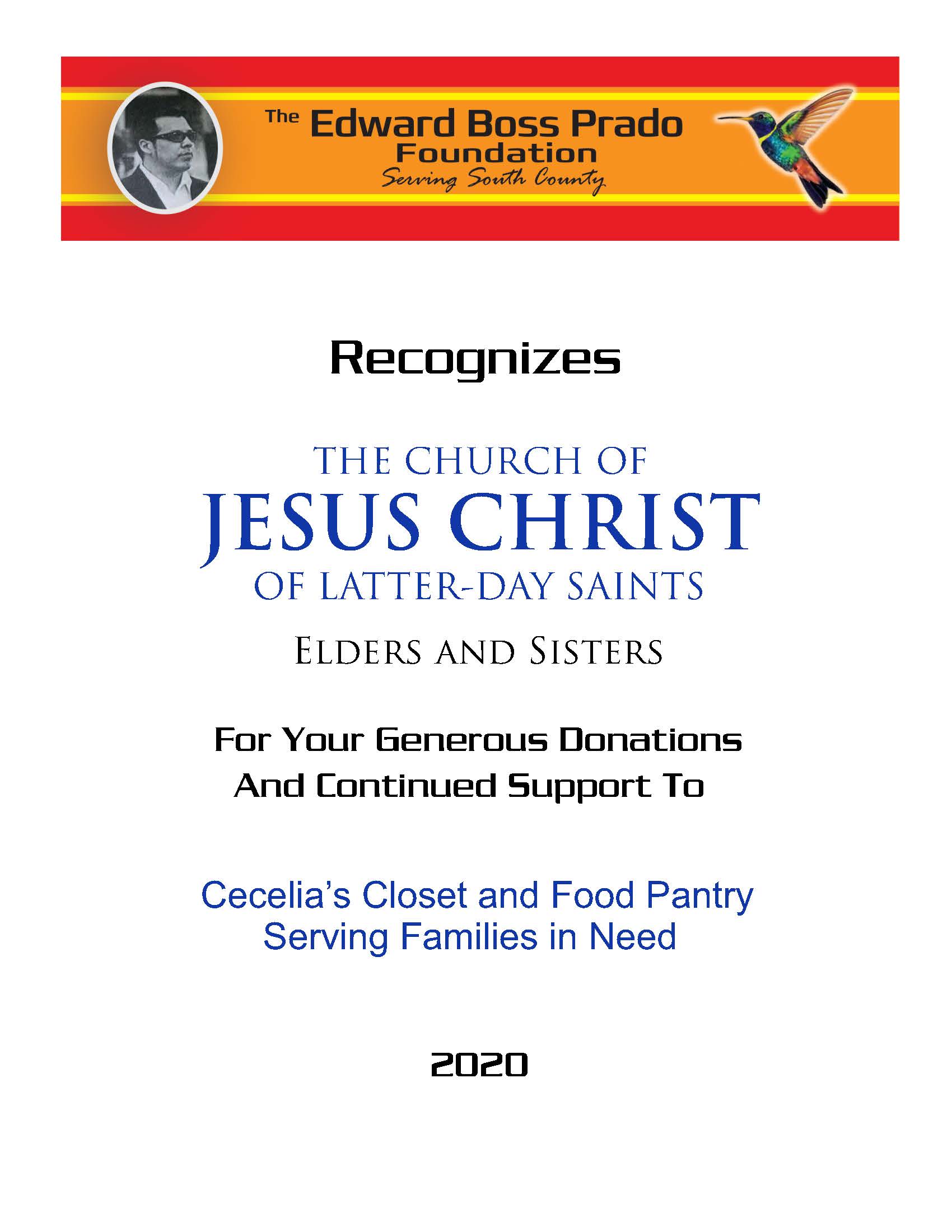 LDS Elders & Sisters recognition