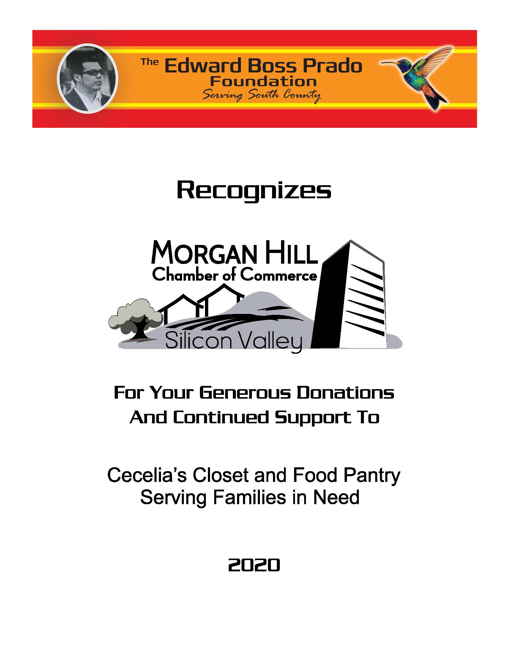 Morgan Hill Chamber of Commerce recognition