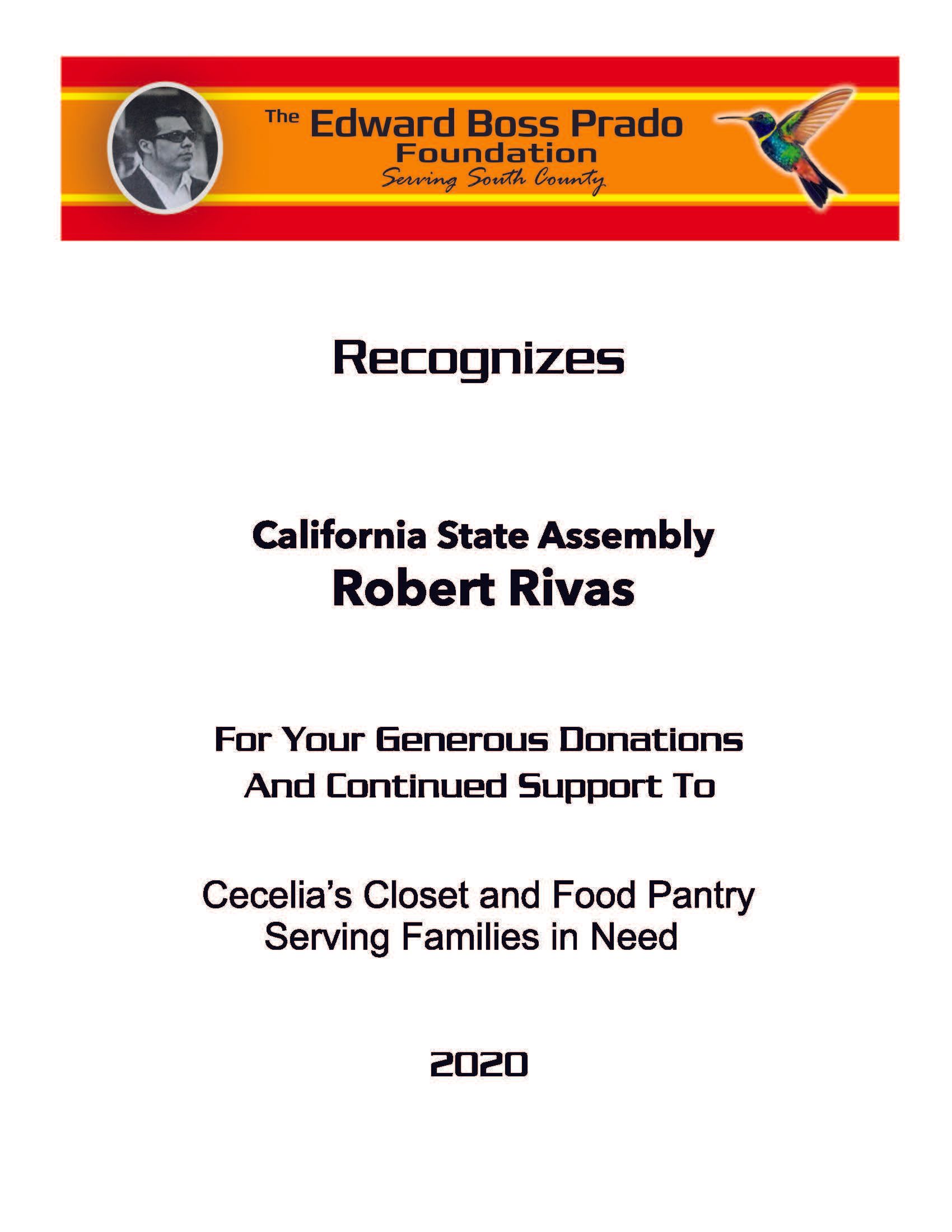 Robert Rivas recognition