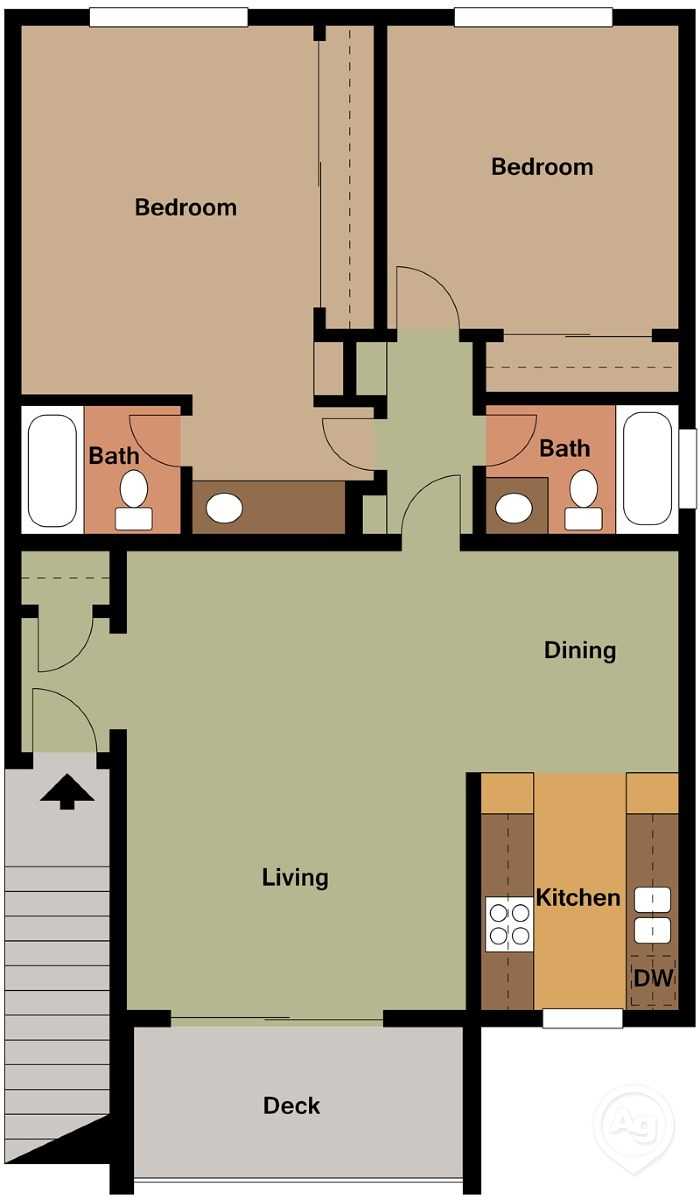 2 Beds | 2 Baths Floorplan