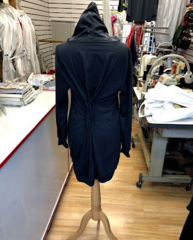 navy long sleeved dress