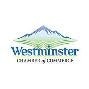 Westminster Chamber of Commerce logo with blue mountain graphic