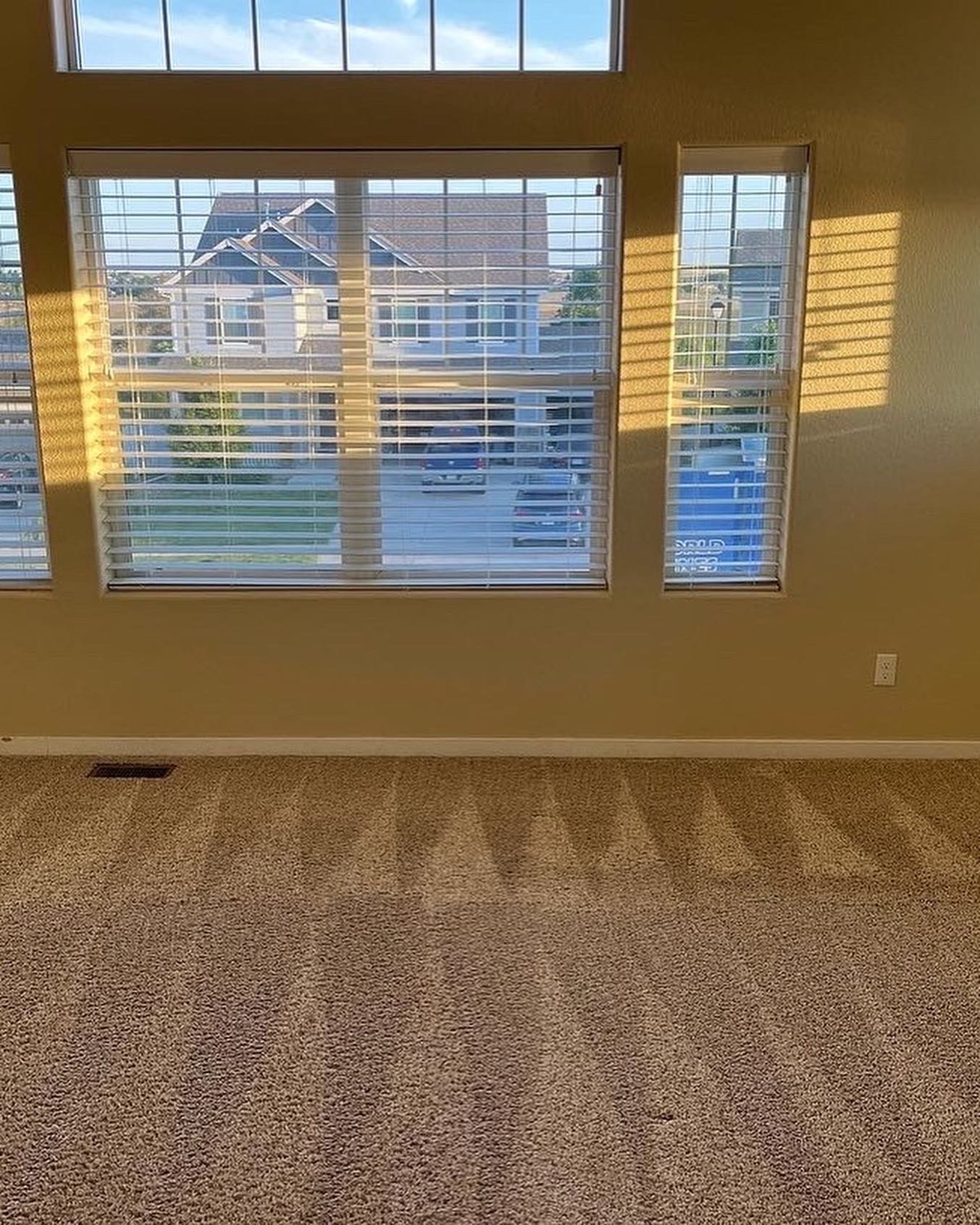 A bedroom with a bed and a carpeted floor.