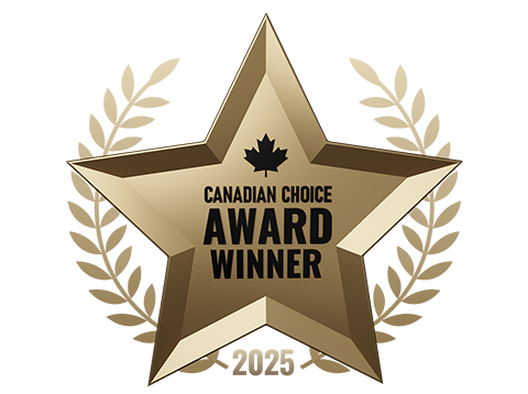A gold star with a maple leaf and laurel wreath.