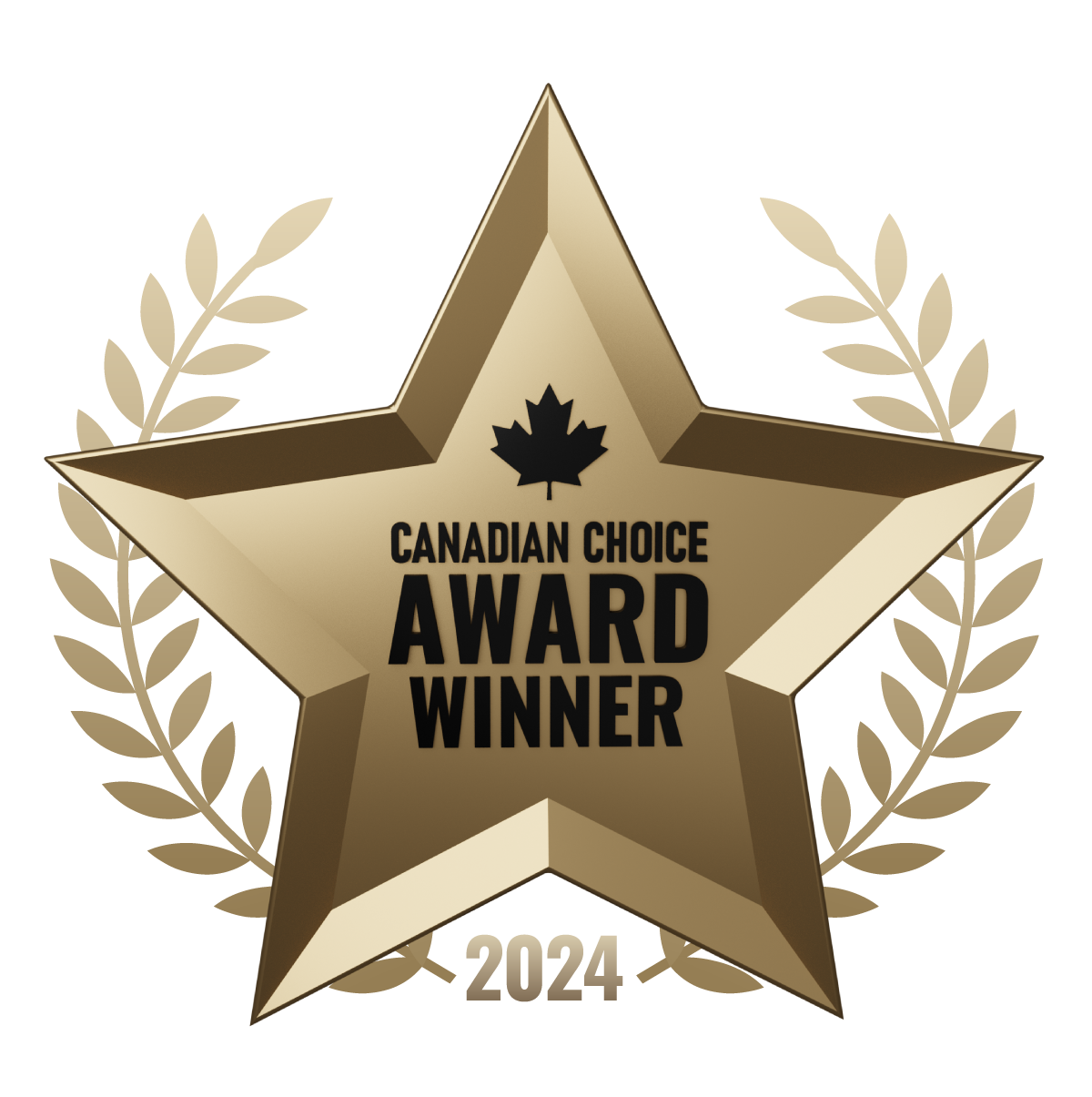A gold star with the words canadian choice award winner 2024 on it