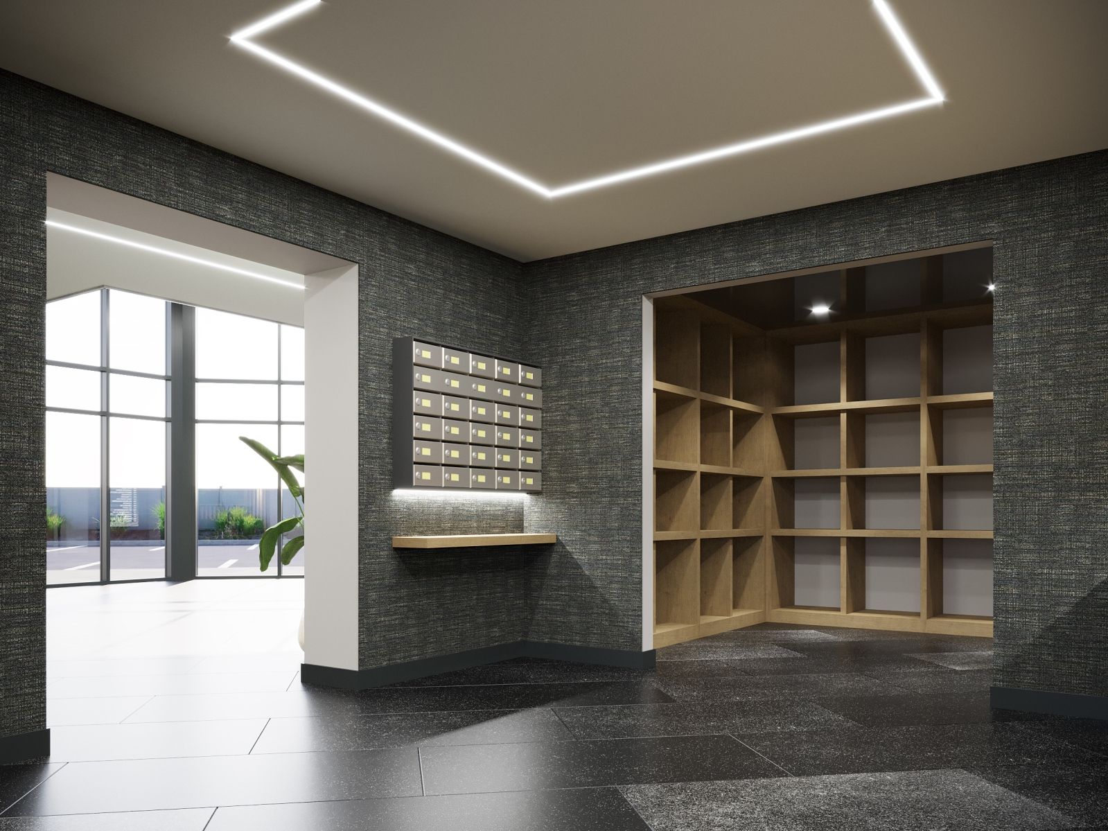 Office building mailboxes