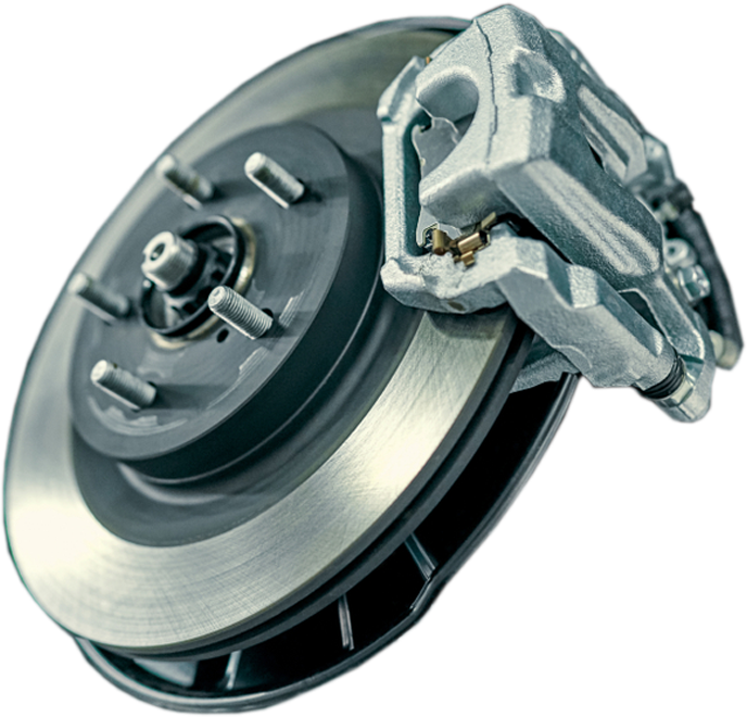 Car brake disc assembly, consisting of a rotor, caliper, and associated components.