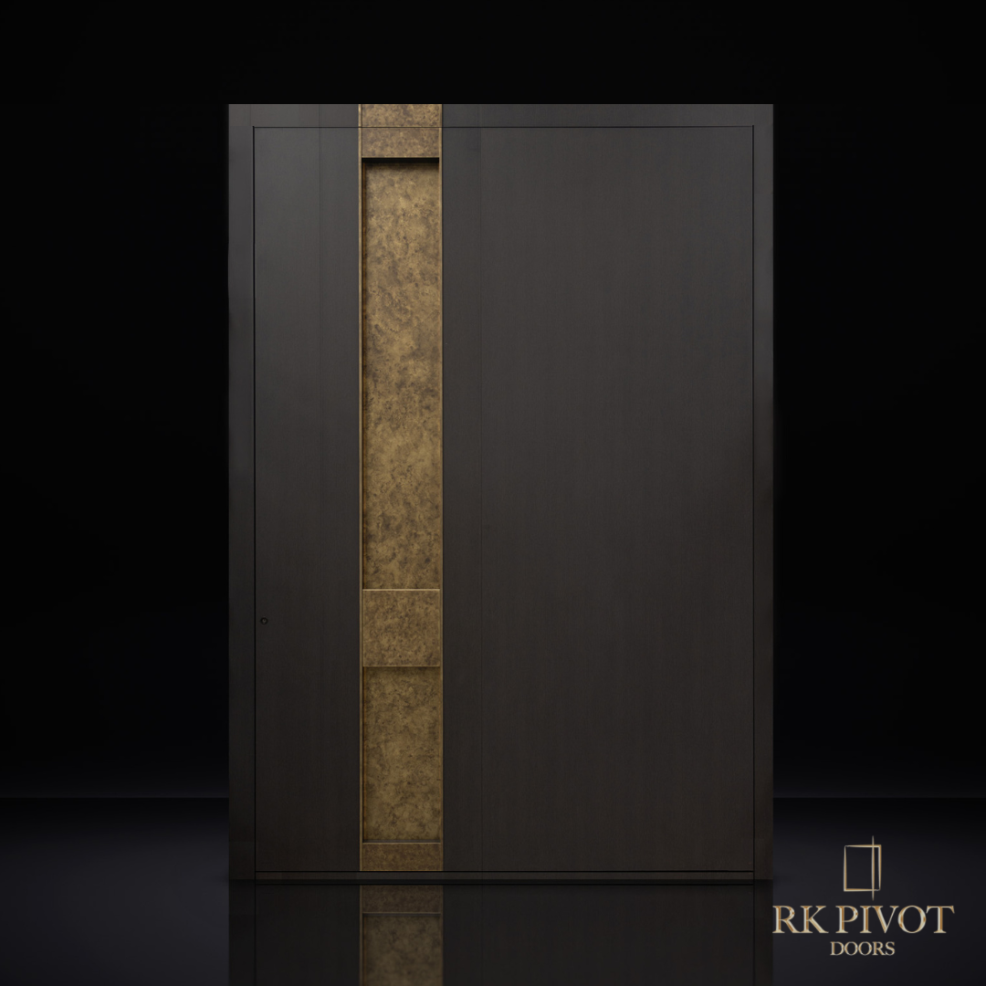 A rk pivot door with a black background