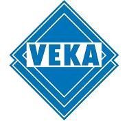 The veka logo is a blue diamond with the word veka on it.
