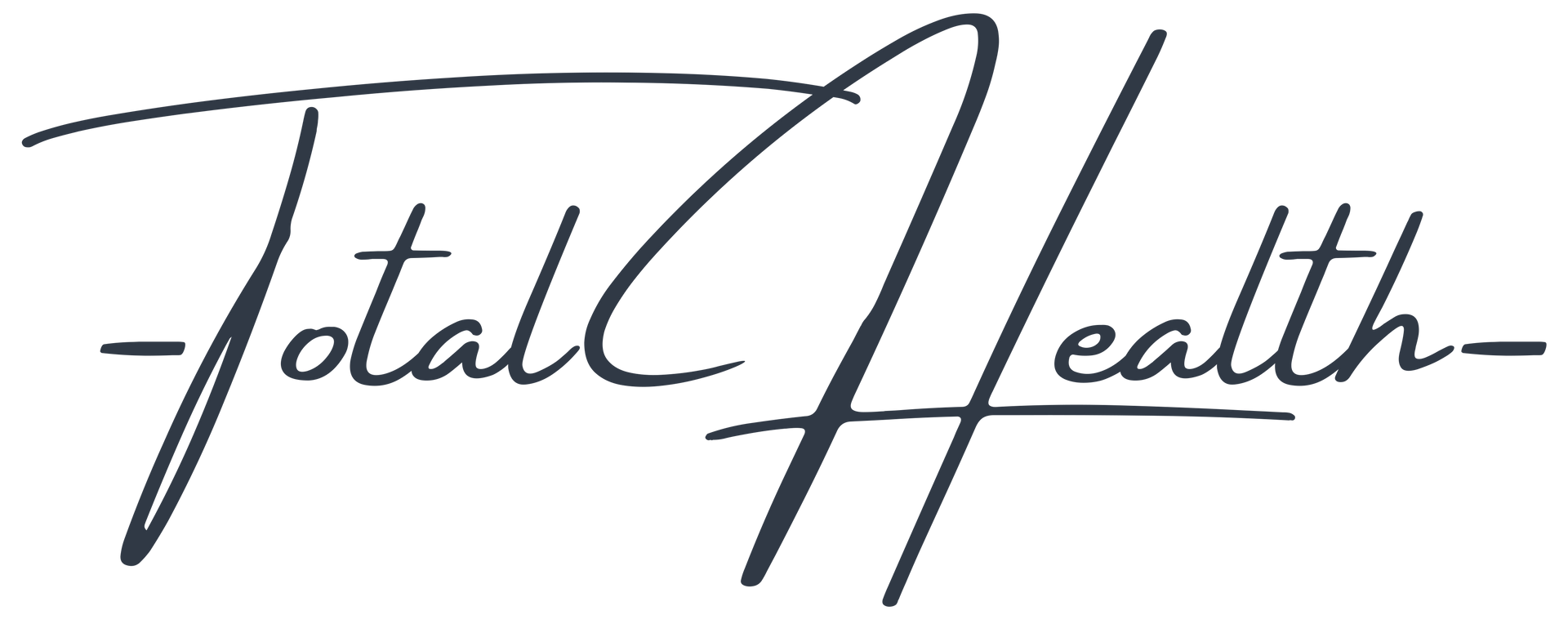 The logo for total health is written in cursive on a white background.