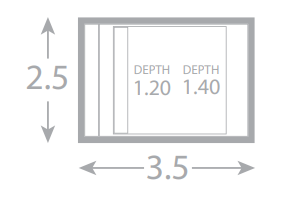 A drawing of a window with a depth of 1.20 and a depth of 3.5.