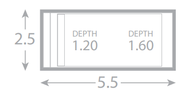 A drawing of a pool with a depth of 1.20 and a depth of 1.60.