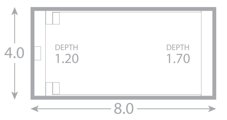 A drawing of a swimming pool with a depth of 1.70.