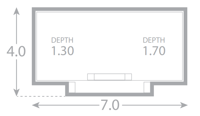 A drawing of a swimming pool with a depth of 1.70.