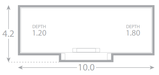 A floor plan of a room with a depth of 1.20 and a depth of 1.80.