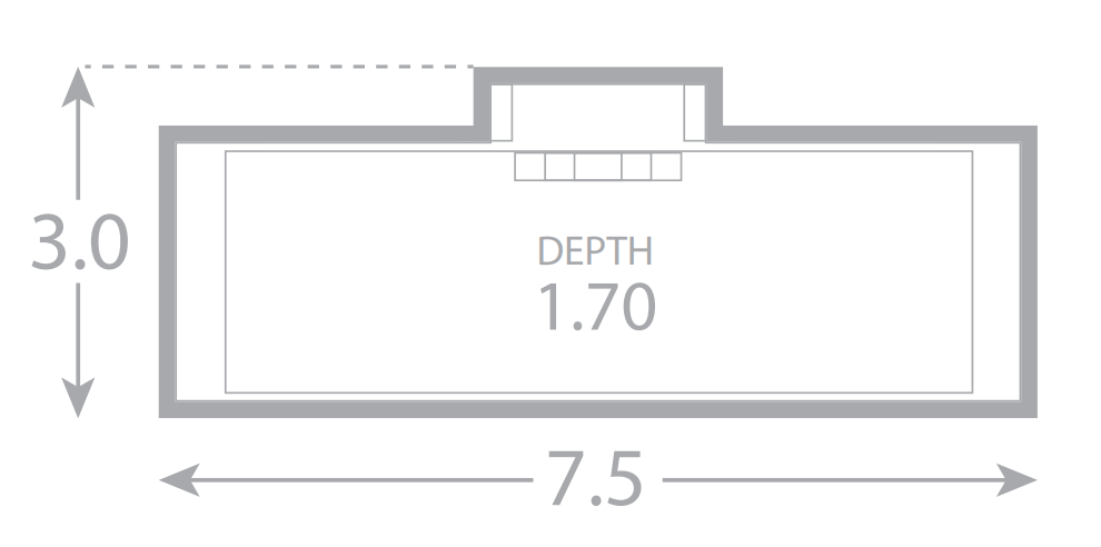 A drawing of a room with a depth of 1.70.
