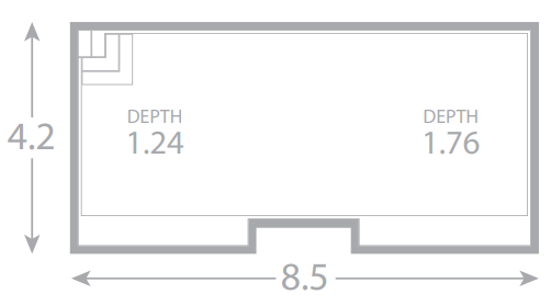 A black and white drawing of a swimming pool with measurements.