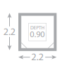 A drawing of a square with a depth of 0.90.