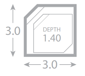 A drawing of a square with a depth of 1.40