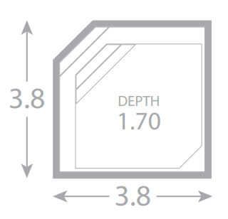 A drawing of a square with a depth of 1.70