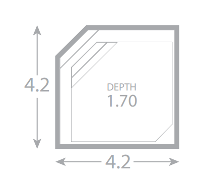 A drawing of a square with a depth of 1.70.
