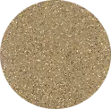 A close up of a circle of glitter on a white background.