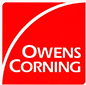 The logo for owens corning is a red square with a white line.