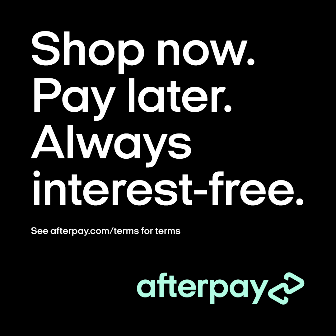 Advertisement for Afterpay, with white text on black: 