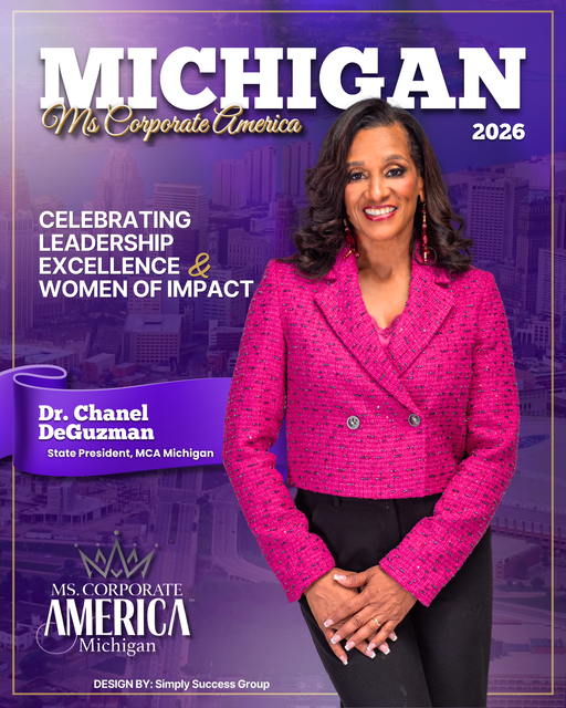 Michigan magazine cover featuring Dr. Chanel DeGuzman in a pink jacket, celebrating leadership and impact