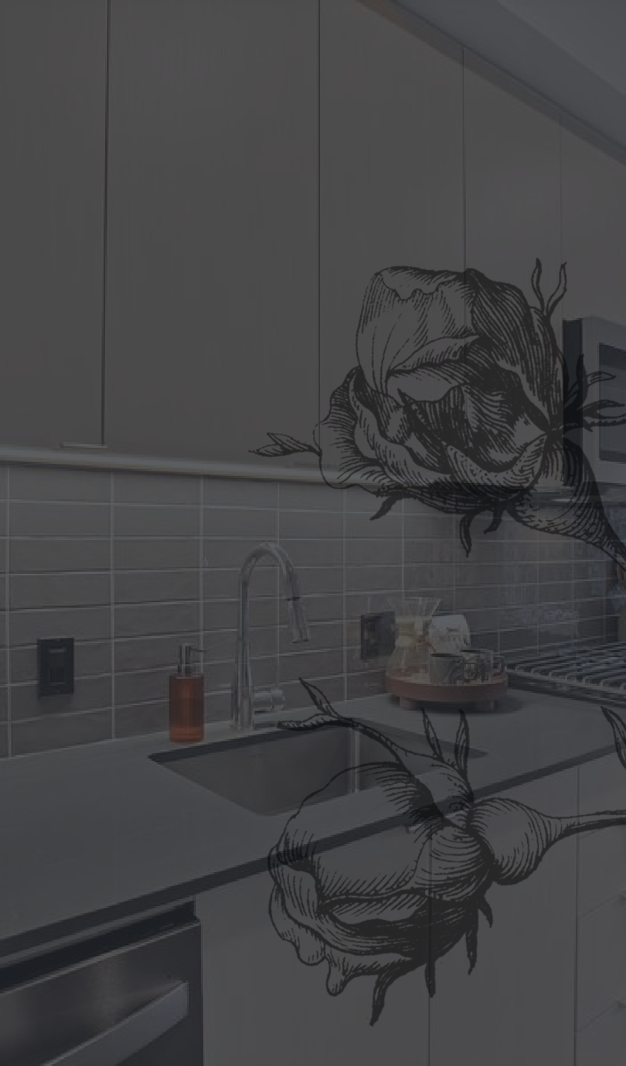 Black filter over apartment kitchen.