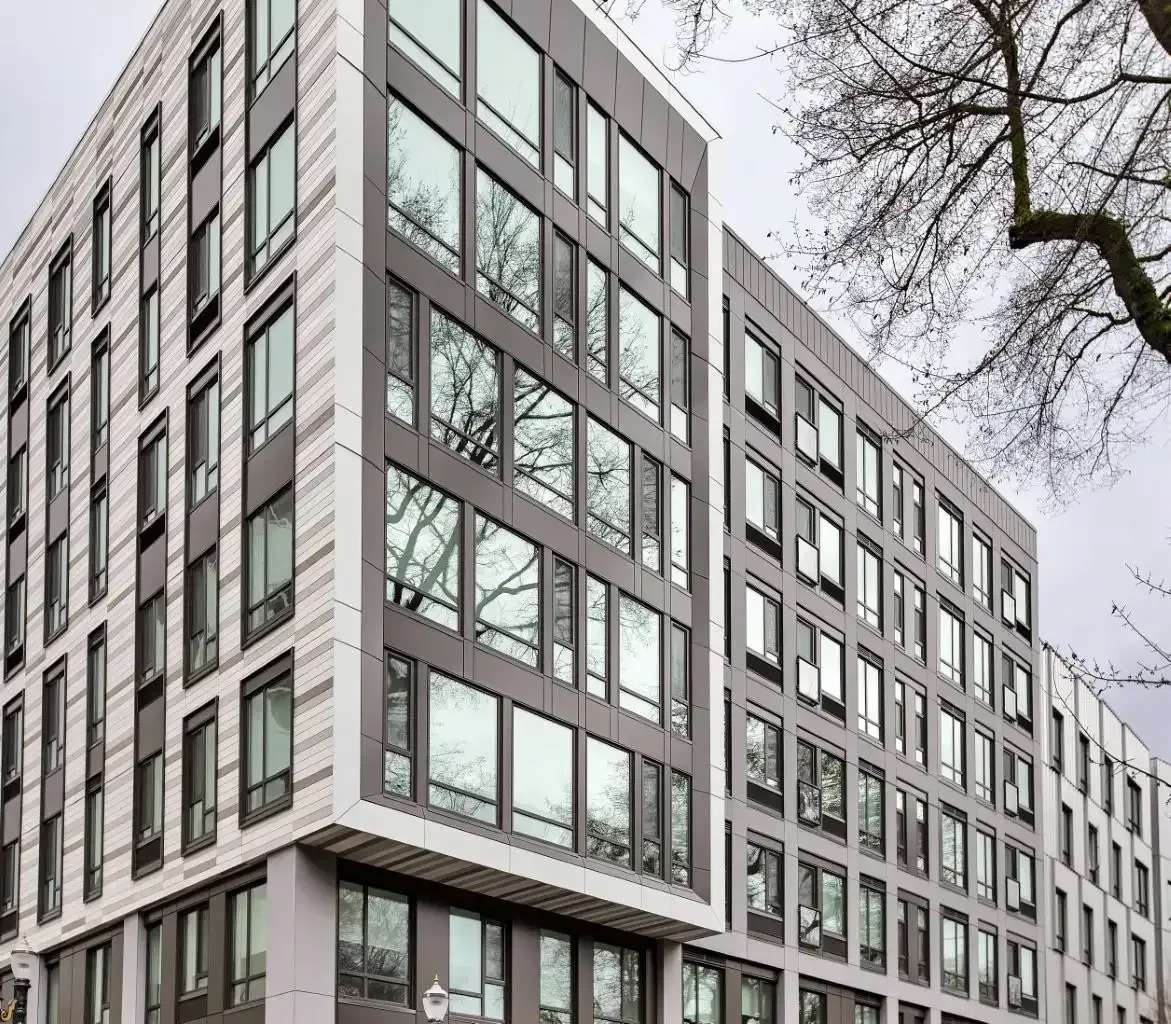 Building exterior at Amara in Portland, OR.