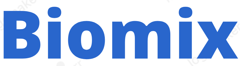 The word biomix is written in blue letters on a white background.